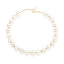 Colar banhado ouro 3x 24k 18k e 22k grosso feminino 23 pérolas sintéticas e esferas rommanel 532390