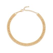 Colar banhado ouro 3x 24k 18k e 22k grosso feminino choker elos batidos rommanel entrelaçados 40 cm 33 cm 532503
