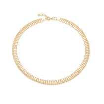 Colar banhado ouro 3x 24k 18k e 22k grosso feminino choker losango esferas rommanel 531981 Colar banhado ouro 3x 24k 18k e 22k grosso feminino choker losango esferas rommanel 531981