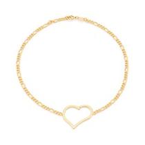 Colar banhado ouro 3x 24k 18k e 22k grosso feminino coração grande estilizado rommanel 42cm 532173 Colar banhado ouro 3x 24k 18k e 22k grosso feminino coração grande estilizado rommanel 42cm 532173