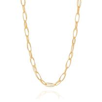 Colar banhado ouro 3x 24k 18k e 22k grosso feminino elos ovais duplos rommanel 45/42cm 532181 Colar banhado ouro 3x 24k 18k e 22k grosso feminino elos ovais duplos rommanel 45/42cm 532181