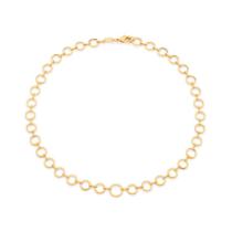 Colar banhado ouro 3x 24k 18k e 22k grosso feminino elos redondos fecho lagosta rommanel 532149