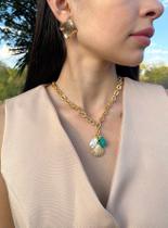 Colar Banhado Pérola Boho e Concha