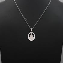 colar banhado pingente nossa senhora aparecida em aço antialérgico prata prateado não preteja