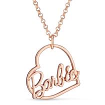 Colar Barbie Script Heart com pingente banhado a ouro rosa