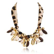 Colar BERYOHZ Scarf Boho Charm Heart Leopard Print Feminino