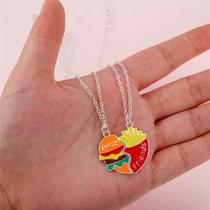 Colar Best Friends Burger Batata Par de Amizade BFF para Melhores Amigas Presente Criativo 2 Peças Colar Best Friends Burger Batata Par de Amizade BFF para Melhores Amigas Presente Criativo 2 Peças