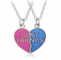 Colar Best Friends Melhores Amigas Amizade Folheado Resinado