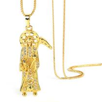 Colar BeTime Santa Muerte banhado a ouro 18K para mulheres Colar BeTime Santa Muerte banhado a ouro 18K para mulheres