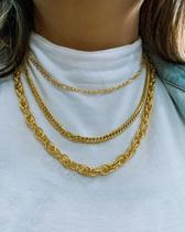 Colar bijuteria fina três camadas trio moda blogueira