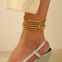 Colar BJR Alloy Bead para mulheres, corrente geométrica de tornozelo em camadas