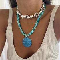Colar BJR com pingente de concha exagerada inspirado no oceano para mulheres
