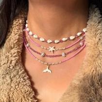 Colar BJR com pingente de concha exagerada inspirado no oceano para mulheres