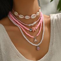 Colar BJR com pingente de concha exagerada inspirado no oceano para mulheres