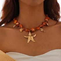 Colar Boêmio Feminino com Pingente de Estrela do Mar e Concha - Estilo Y2K