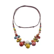 Colar Boho Colorido Ajustável De Cerâmica Multicamadas Com Contas Estilo Étnico Joia Choker Feita À