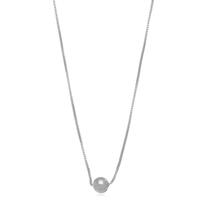 Colar bola lisa folheado de ródio branco