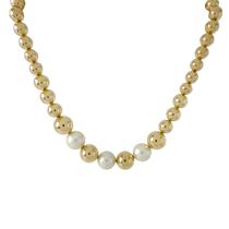 Colar Bolas Lisas Degradê e Max Pérolas Banhado a Ouro Colar Bolas Lisas Degradê e Max Pérolas Banhado a Ouro