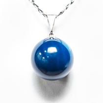 Colar Bolinha Pedra Agata Azul Pino Prateado Colar Bolinha Pedra Agata Azul Pino Prateado