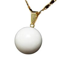 Colar Bolinha Pedra Quartzo Leitoso Pino Dourada