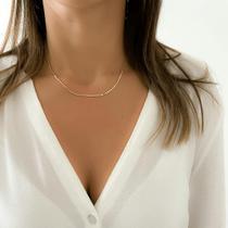 Colar Bolinhas Achatadas Banhado a Ouro 18K