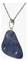 Colar Bolinhas Aço Com Pingente Pedra Natural Q. Azul Qa840 Colar Bolinhas Aço Com Pingente Pedra Natural Q. Azul Qa840