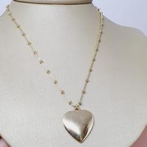 Colar Bolinhas Folheado A Ouro 18k Com Pingente Coração. Última peça!