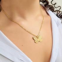 Colar Borboleta Banhado á Ouro 18k