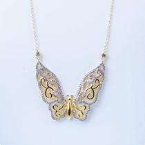 Colar Borboleta cravejada Banhado Ouro 18k Colar Borboleta cravejada Banhado Ouro 18k