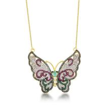 Colar borboleta cravejada