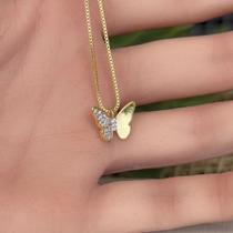 Colar Borboleta Cravejada REF. 35.0919 Dourado Colar Borboleta Cravejada REF. 35.0919 Dourado