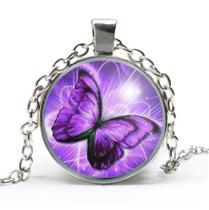 Colar Borboleta Roxa natureza arte Colar Borboleta Roxa natureza arte
