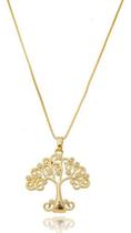 Colar Bruna Veneziana Com Pingente Árvore Da Vida Folhas Cravejadas Zircônia Cristal banhado em ouro 18k Colar Bruna Veneziana Com Pingente Árvore Da Vida Folhas Cravejadas Zircônia Cristal banhado em ouro 18k