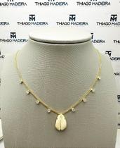 Colar Buzios com Zirconia - 01 Unidade - Banho de Ouro 18K com 2 Milésimos Colar Buzios com Zirconia - 01 Unidade - Banho de Ouro 18K com 2 Milésimos