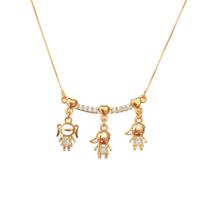 Colar c 2 meninos e 1 menina c/ roupa zircônia banhado a ouro 35.1466 Colar c 2 meninos e 1 menina c/ roupa zircônia banhado a ouro 35.1466