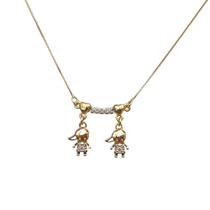 Colar c/2 meninos roupa zircônia banhado a ouro 35.1461 Colar c/2 meninos roupa zircônia banhado a ouro 35.1461