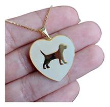 Colar C/ Pingente Madre Pérola Coração Cachorro Pet Semijoia