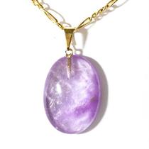Colar Cabochão Ametista Pedra Natural Pino Dourado Colar Cabochão Ametista Pedra Natural Pino Dourado