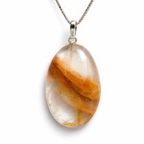 Colar Cabochão Hematoide Amarelo Castoação Pino Prata 950 Colar Cabochão Hematoide Amarelo Castoação Pino Prata 950