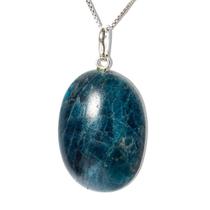 Colar Cabochão Oval Apatita Azul 25mm Pino Prata 950 Colar Cabochão Oval Apatita Azul 25mm Pino Prata 950