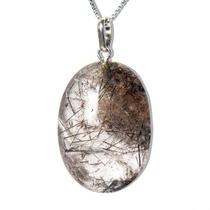 Colar Cabochao Oval Cristal Com Turmalina Pino Prata 950 Colar Cabochao Oval Cristal Com Turmalina Pino Prata 950