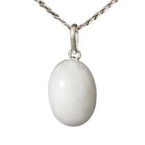 Colar Cabochão Oval Pedra Quartzo Leitoso 20mm Pino Prata950 Colar Cabochão Oval Pedra Quartzo Leitoso 20mm Pino Prata950