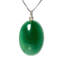 Colar Cabochão Oval Pedra Quartzo Verde Pino Prata 950 Colar Cabochão Oval Pedra Quartzo Verde Pino Prata 950