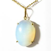 Colar Cabochao Pedra da Lua Opalina Montagem Garra Dourado