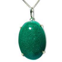 Colar Cabochão Pedra Quartzo Verde Natural Prata 950 Garra Colar Cabochão Pedra Quartzo Verde Natural Prata 950 Garra