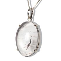 Colar Cabochão Quartzo Cristal Prata 950 Garra
