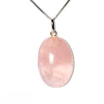 Colar Cabochão Quartzo Rosa Castoação Pino Prata 950