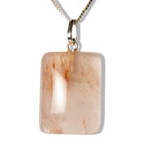 Colar Cabochão Retângulo Aragonita Raio Laranja Prata 950