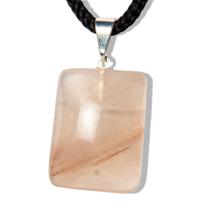 Colar Cabochão Retângulo Aragonita Raio Laranja Prateado