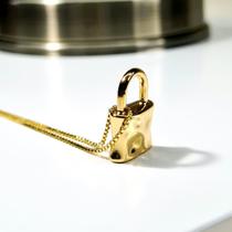 Colar Cadeado Banho Ouro 45+5cm